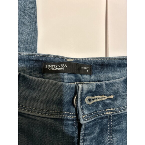 VERA WANG SIMPLY VERA Skinny Women 4 Blue Jeans Stretchy 5 Pocket - Picture 3 of 6